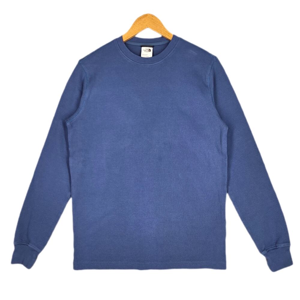 THE NORTH FACE WAFFLE‑KNIT LONG SLEEVE – MEN’S M – BLUE – CLASSIC THERMAL CREW